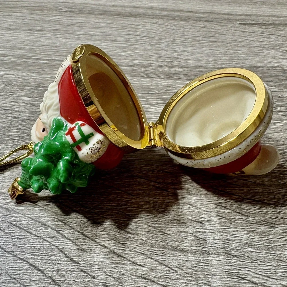 Lenox Treasures Santa Trinket Box. Lenox Treasures Christmas Ornament. EUC.